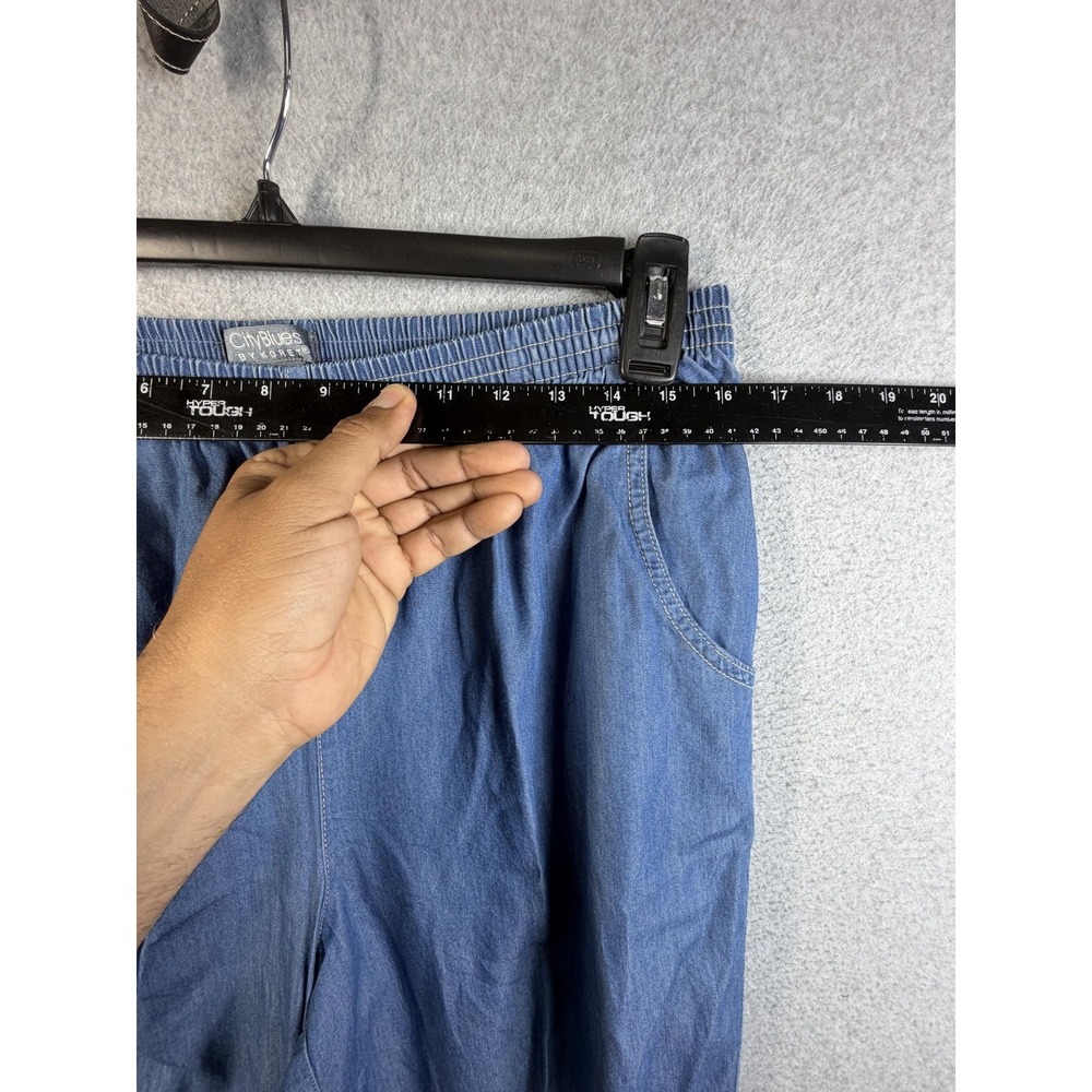 City Blues By Koret Pants Womens 14 Blue Chambray Elastic Waist Pull On Casual - Picture 4 of 8